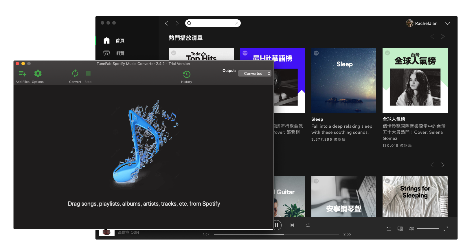 下載 Spotify 歌曲，TuneFab Spotify 音樂轉檔器 Mac 試用版