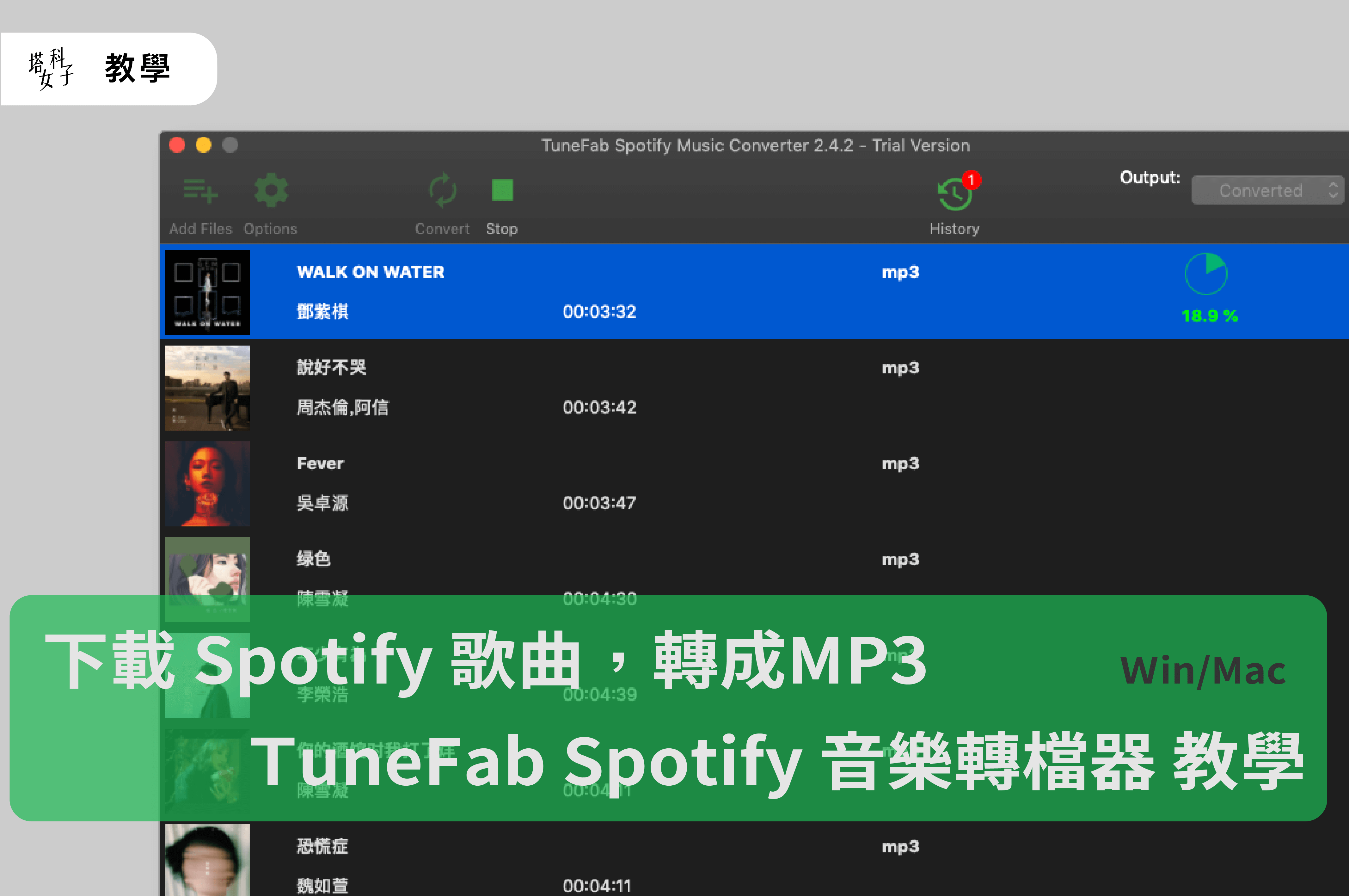 下載 Spotify 歌曲，TuneFab Spotify 音樂轉檔器