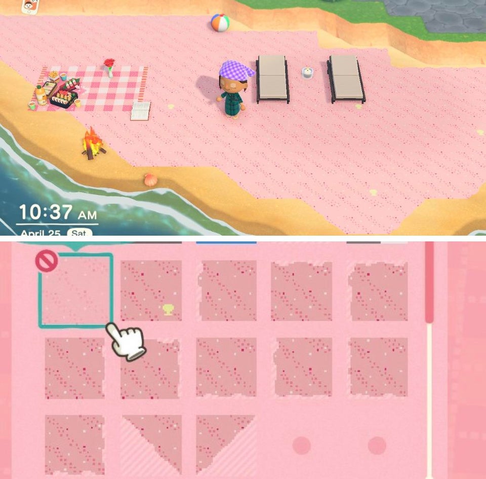 動森地板 QR Code & 作品 ID ：粉紅沙灘