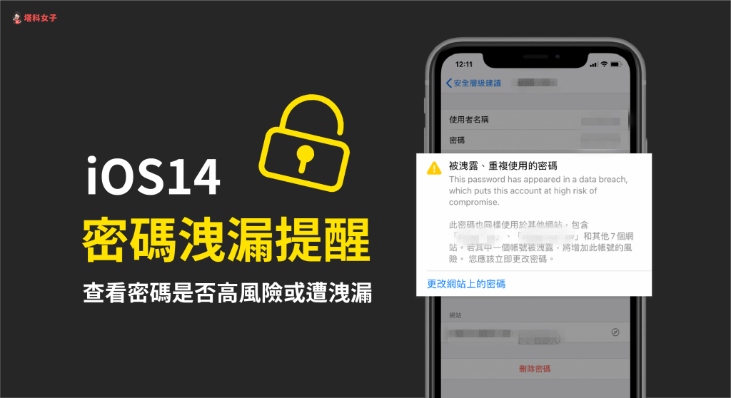 iOS 14 密碼洩漏提醒：在 iPhone 查看網站密碼是否遭洩漏或高風險