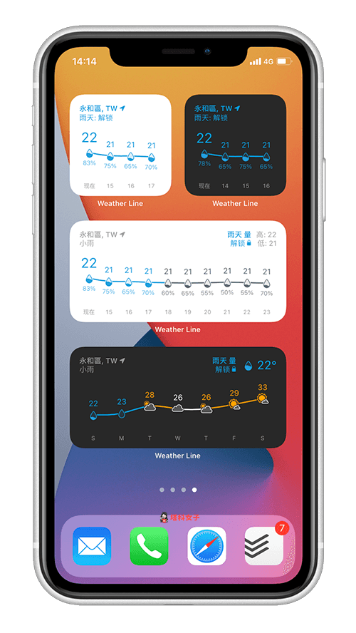 iOS 14 天氣小工具：Weather Line