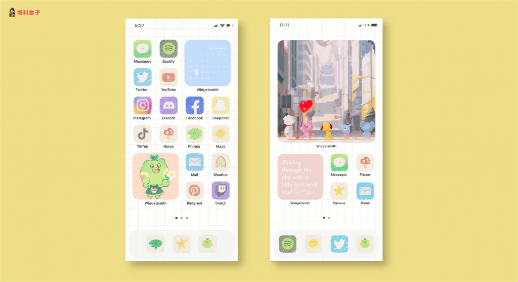 iOS 14 桌布排版，附 iPhone 桌面設計與 icon 素材｜手繪插畫風