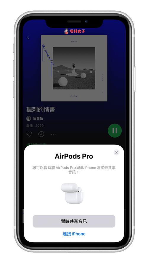 AirPods 分享音訊：暫時共享音訊