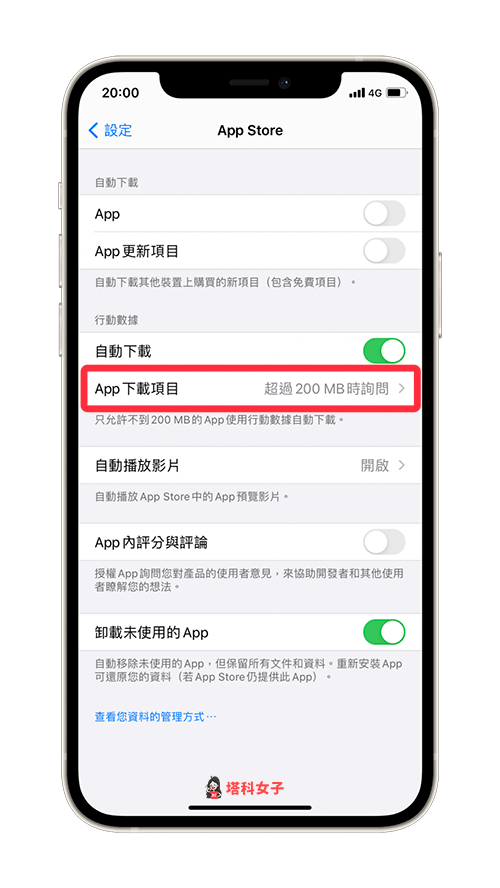 iPhone 解除下載限制：App 下載項目