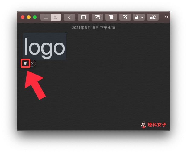 用鍵盤打出輸入碼即可選擇 Apple Logo