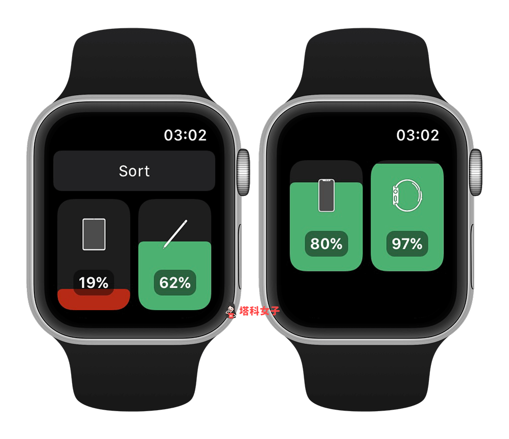 Apple Watch 查看 Apple 裝置與配件的電量：Cloud Battery App