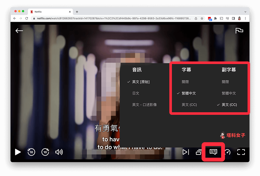 使用 Netflix 雙語字幕套件：設定雙字幕語言