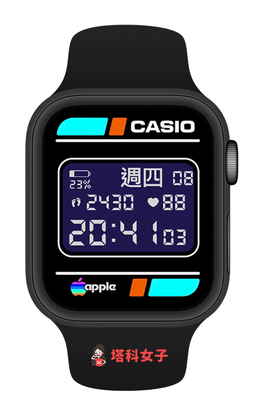 Apple Watch Casio 錶面分享：卡西歐反轉色相款