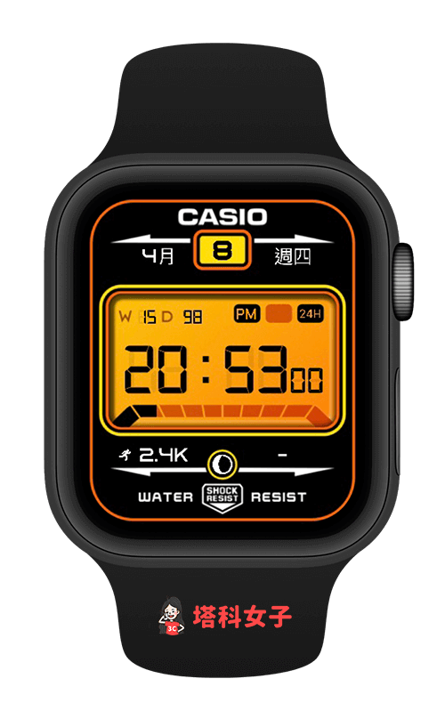 Apple Watch Casio 錶面分享：卡西歐橘色