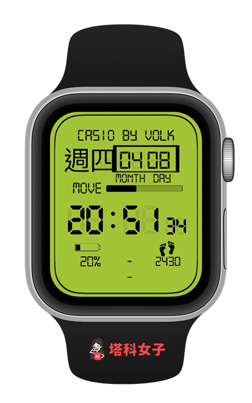 Apple Watch Casio 錶面分享：卡西歐綠色
