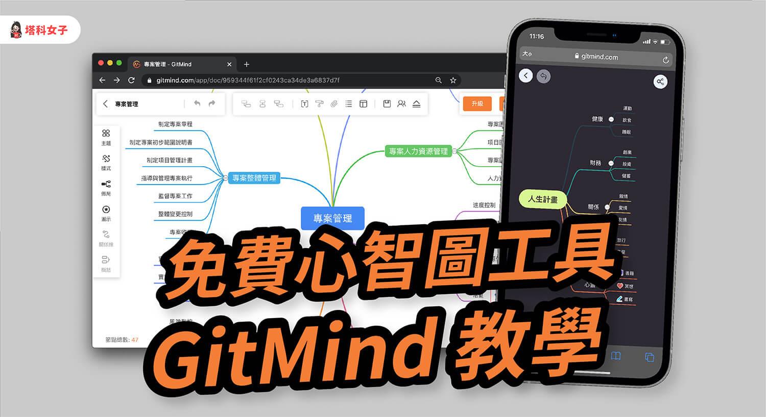 心智圖軟體 GitMind 讓你線上製作心智圖，提供數十款範例 (使用教學)