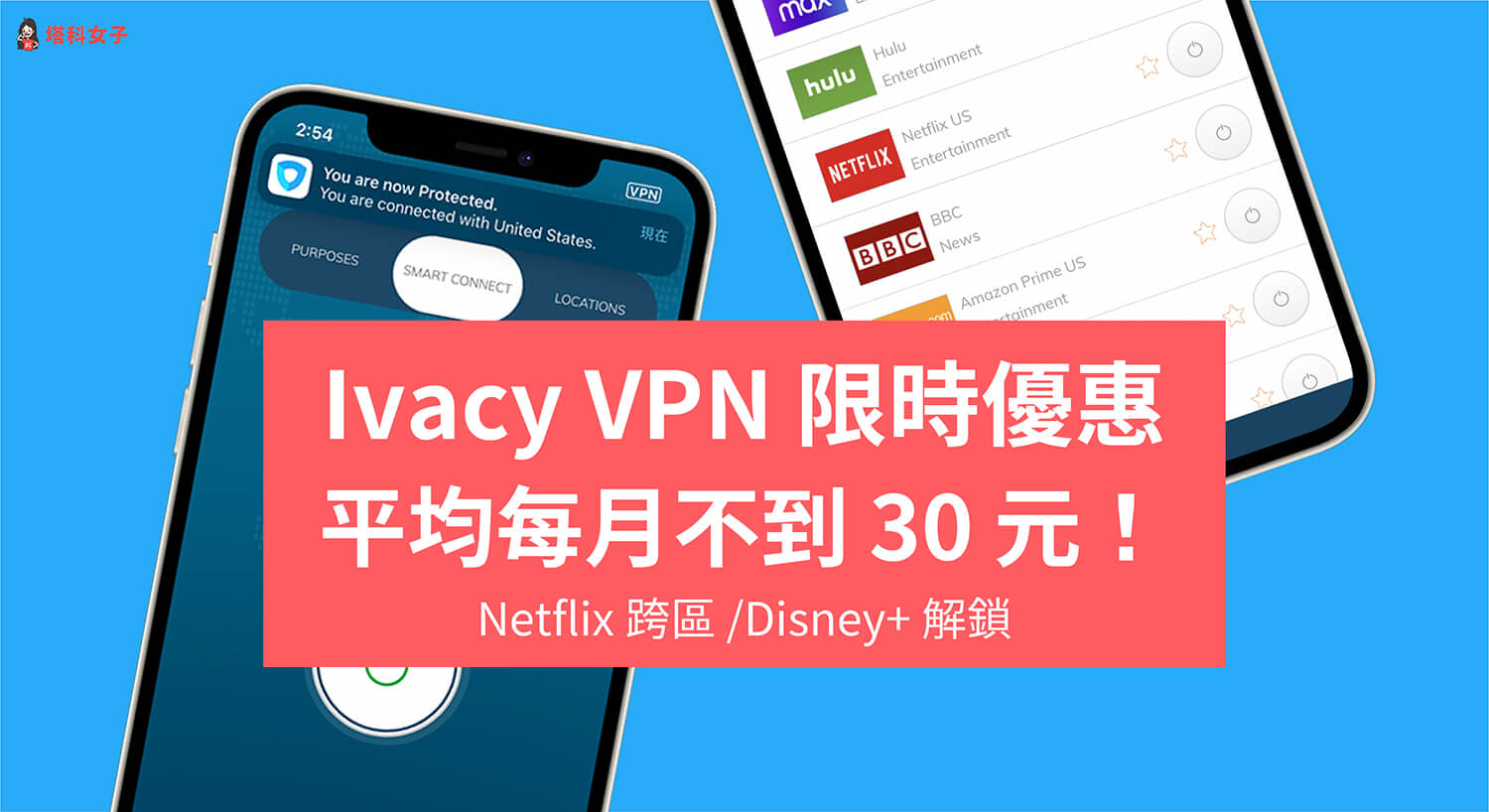 Ivacy VPN 1 折限時優惠：平均每月不到 30 元台幣！解鎖 Netflix 跨區及 Disney+
