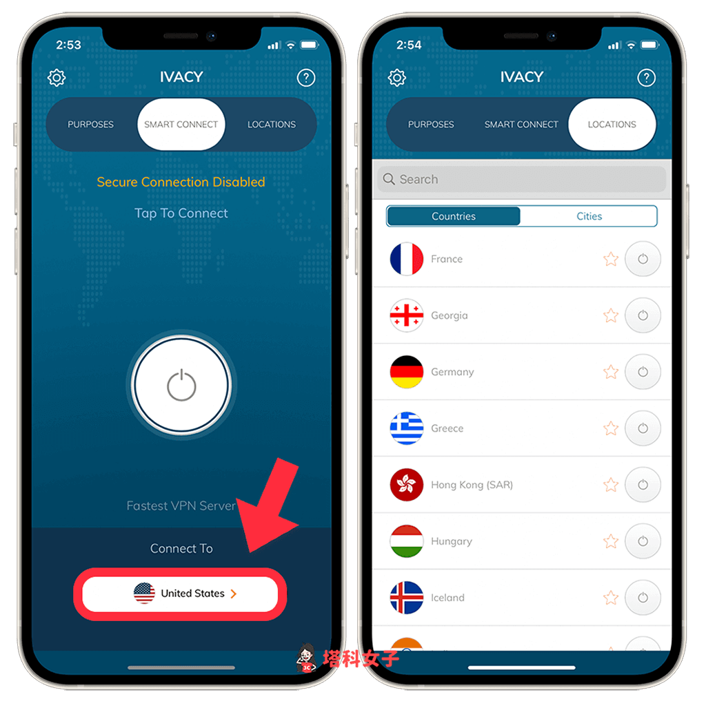 iPhone/Android 使用 Ivacy VPN App