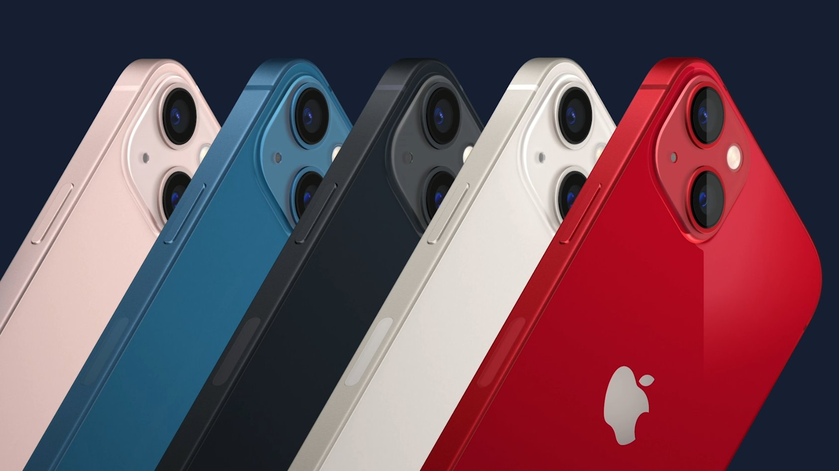 iPhone 13 顏色：粉、藍、黑、白、紅