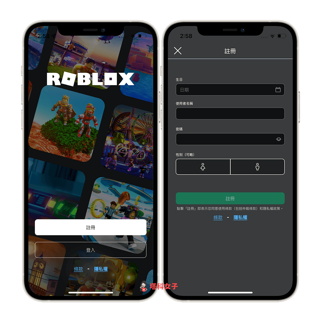 下載 Roblox App 並完成註冊