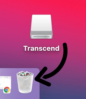 Mac 退出隨身碟、硬碟或記憶卡：拖曳到垃圾桶