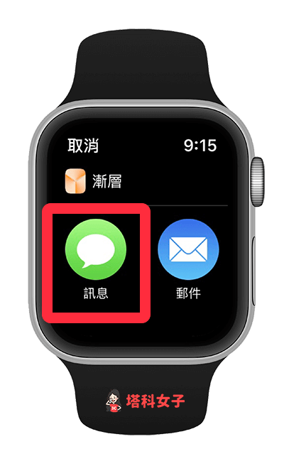 Apple Watch 分享錶面：點選「訊息」