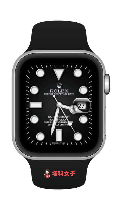 Apple Watch 勞力士錶面：Rolex submariner 經典黑錶面