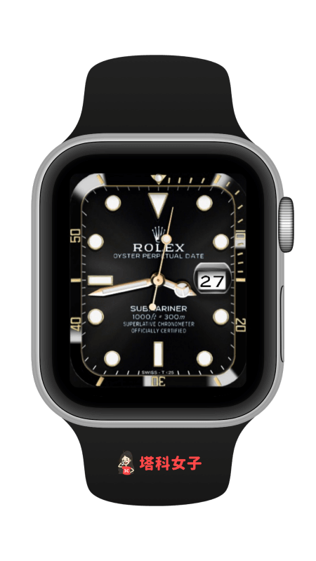 Apple Watch 勞力士錶面：Rolex Submariner 黑金錶面