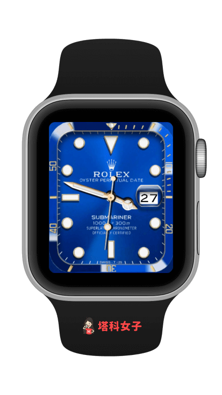 Apple Watch 勞力士錶面：Rolex Submariner 藍色錶面