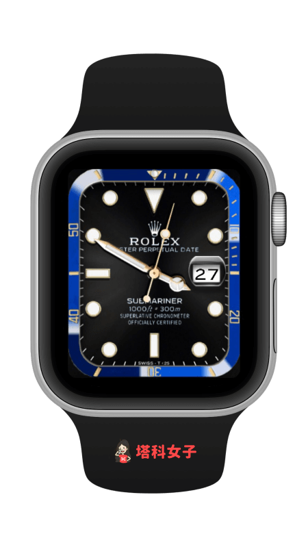 Apple Watch 勞力士錶面：Rolex Submariner 藍框黑錶面