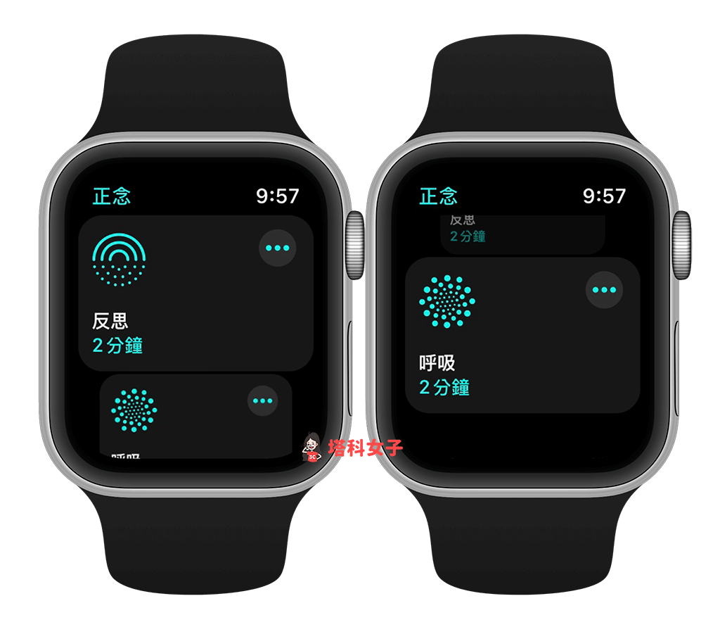 Apple Watch 正念：選擇「反思」或「呼吸」