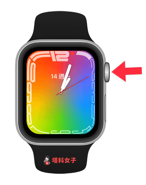 Apple Watch刪除 App：按一下數位錶冠