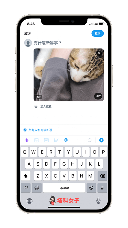 Twitter 製作 GIF 動圖：新增推文內容