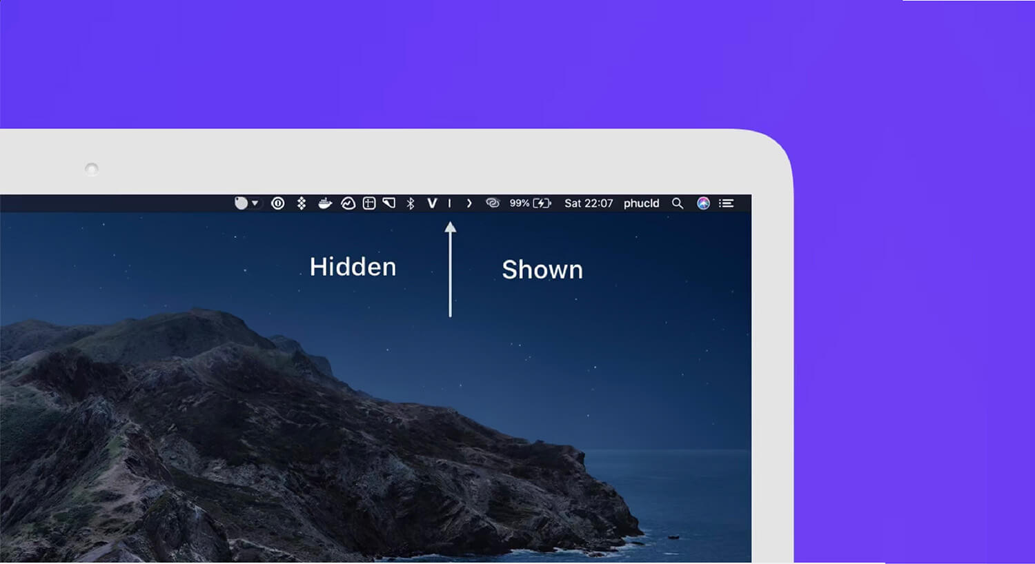 Hidden Bar 將 Mac 選單列圖示隱藏起來，乾淨清爽 (Mac App)