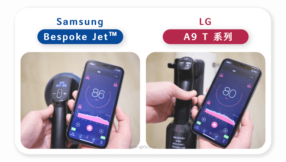 Samsung Bespoke Jet™ 與 LG A9 T系列：噪音分貝數實測