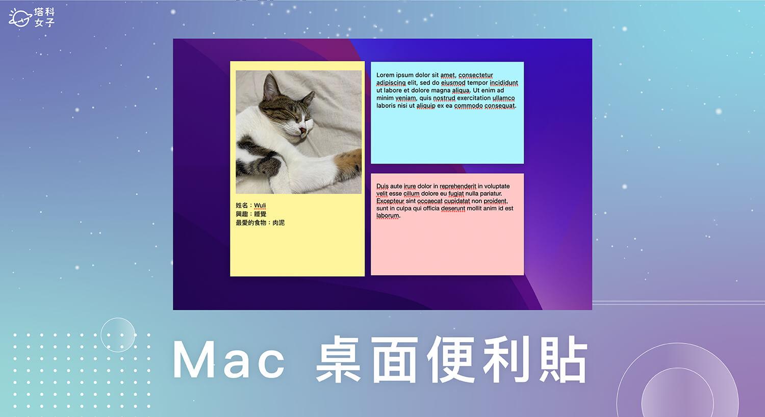 Mac 便條紙 App 在 macOS 桌面顯示便利貼、待辦事項筆記