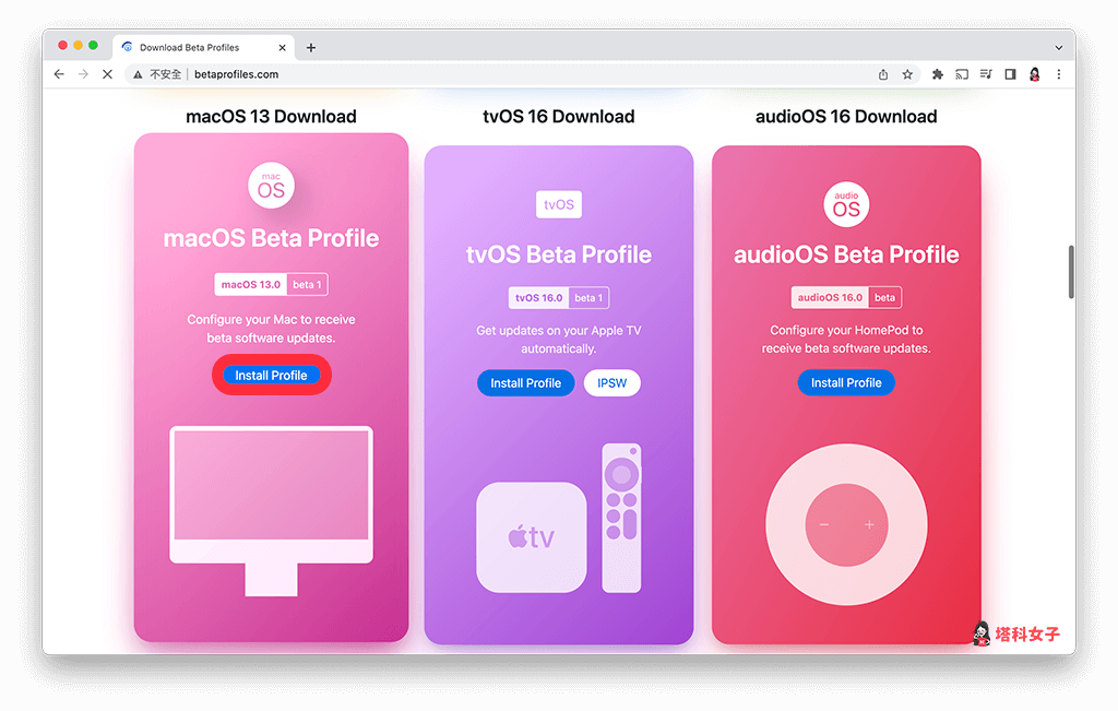 下載 macOS Ventura Beta Profile