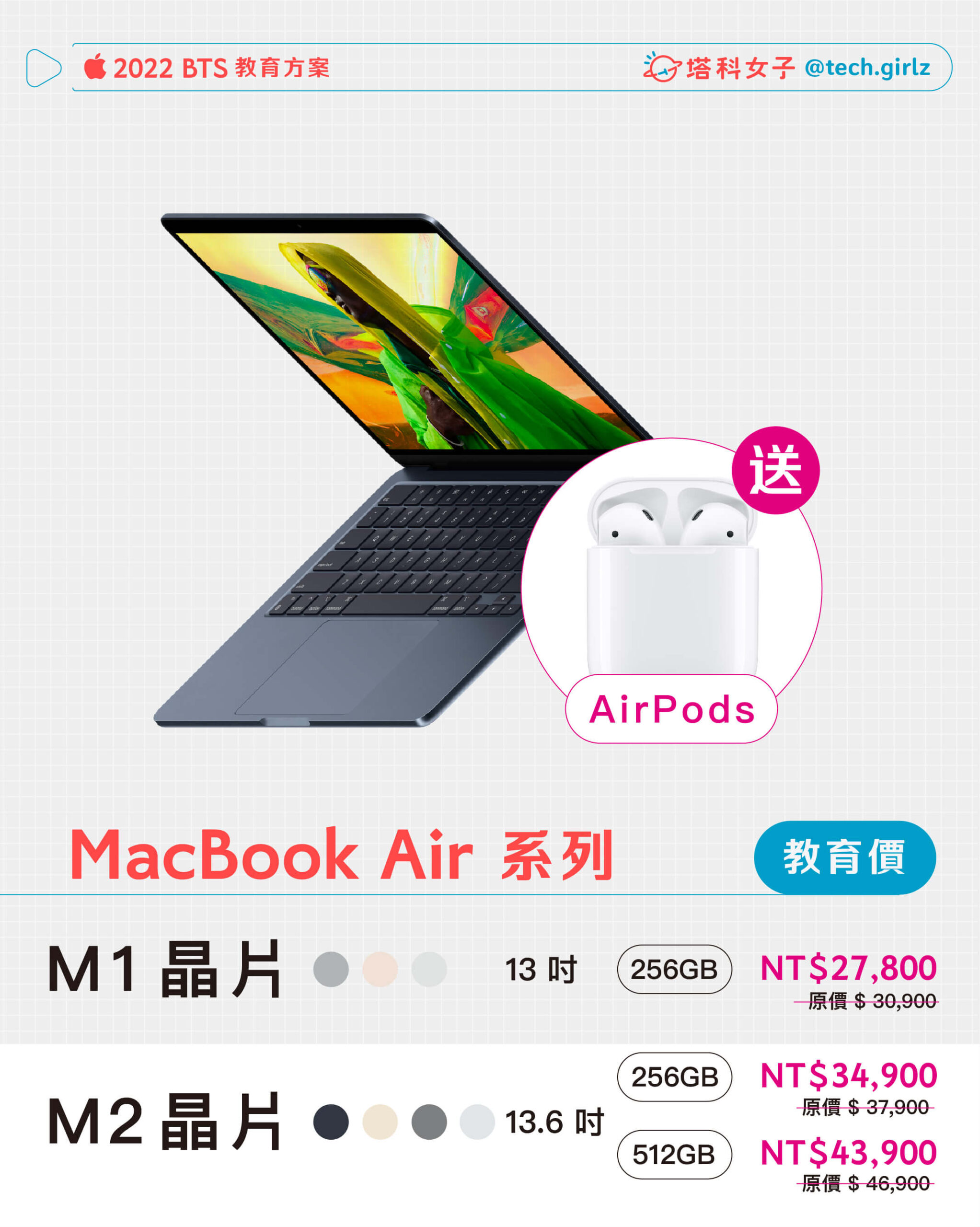Apple BTS 2022：MacBook Air 教育方案價格與規格整理