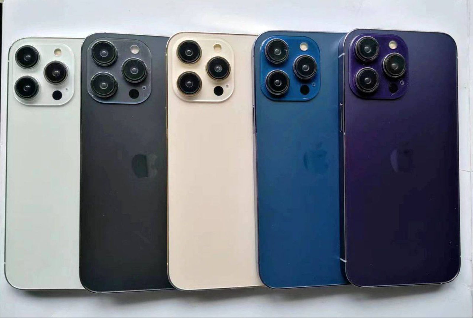 iPhone 14 Pro 模型機洩漏五種顏色：白 黑 金 藍 紫