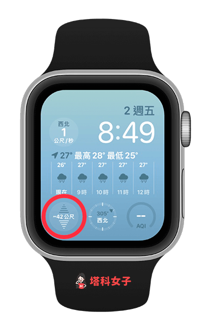 在 Apple Watch 錶面顯示海拔高度