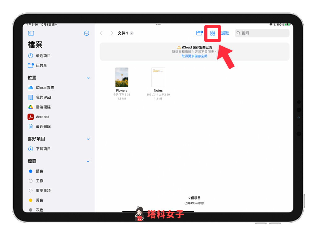 更改 iPad 檔案副檔名：點選「排版」