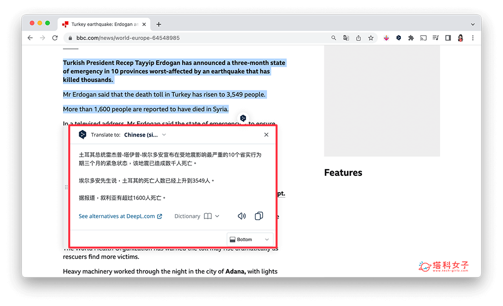 安裝 DeepL 翻譯擴充套件來翻譯Google網頁：翻譯成中文
