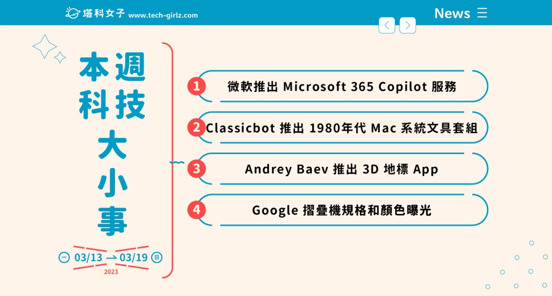本週科技大小事：Microsoft 365 Copilot、Google 摺疊機規格顏色曝光