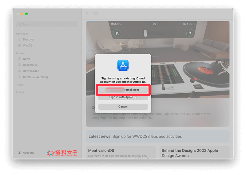 macOS Sonoma Developer Beta 下載：登入