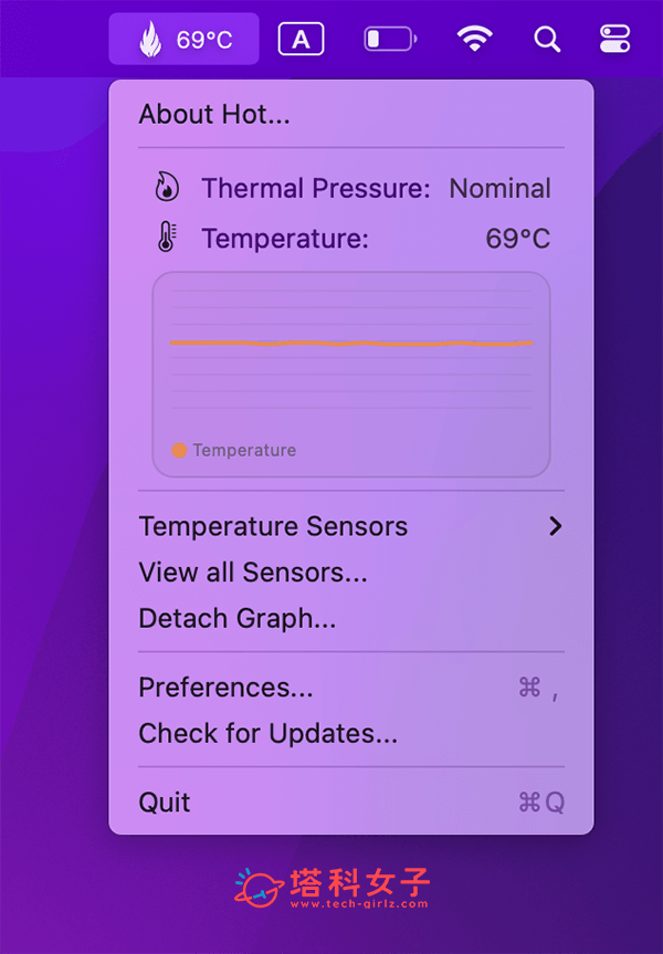 Mac 溫度監控軟體 Hot：顯示 CPU 溫度