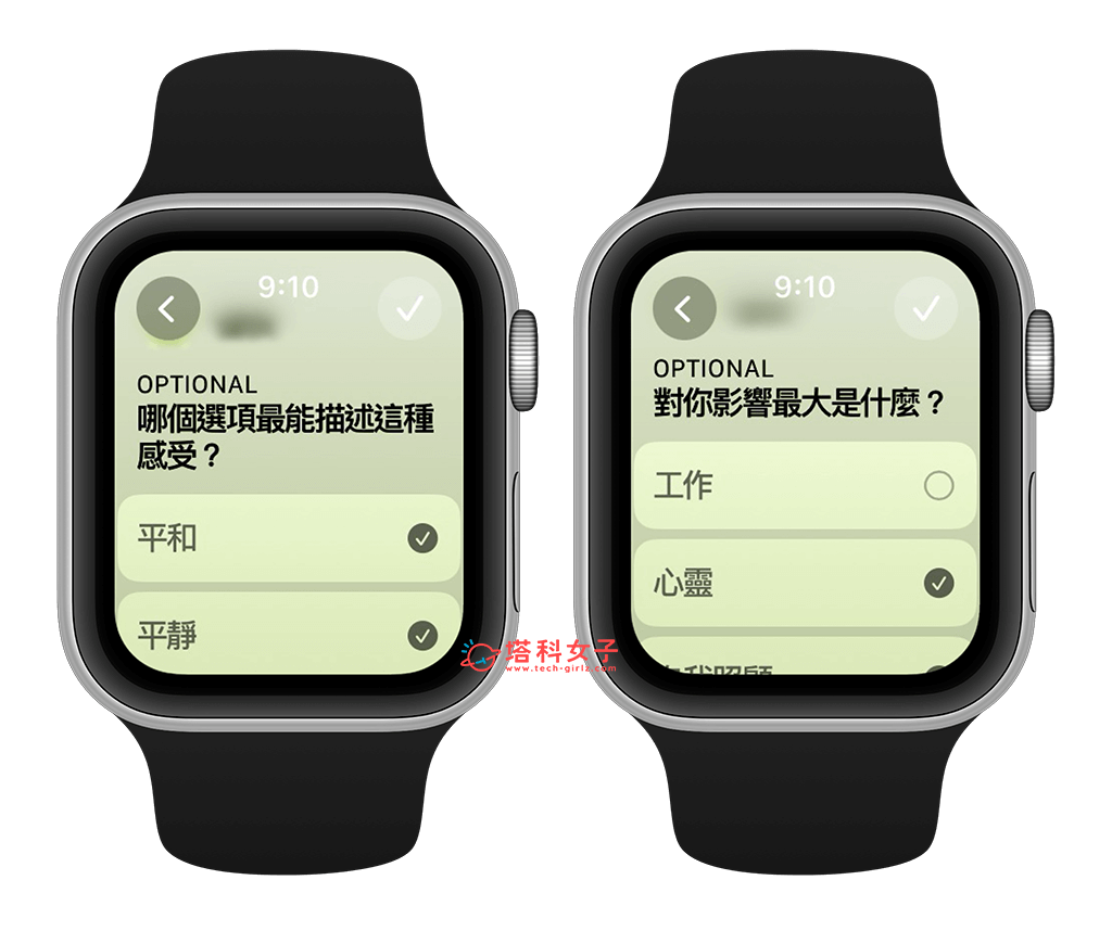 Apple Watch 記錄心理狀態與追蹤情緒：選擇描述