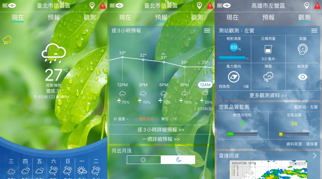 天氣 App 推薦 1：中央氣象局 W - 生活氣象