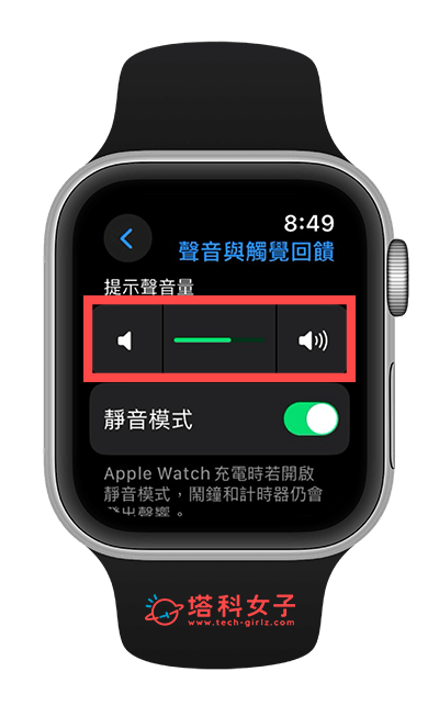 Apple Watch 調音量：點選音量圖示