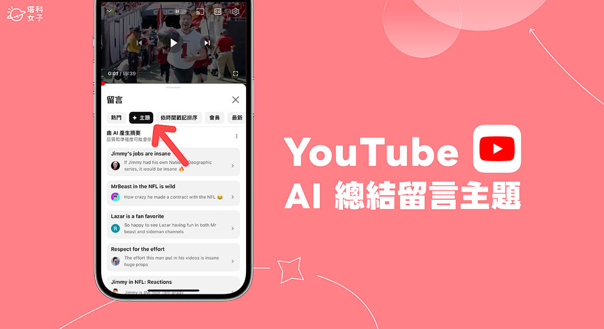 YouTube 留言主題功能是什麼？「AI 總結留言」透過 AI 技術整理留言摘要！