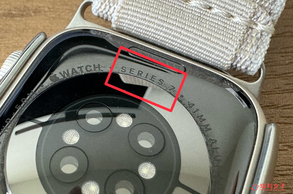 在 Apple Watch 背面看型號