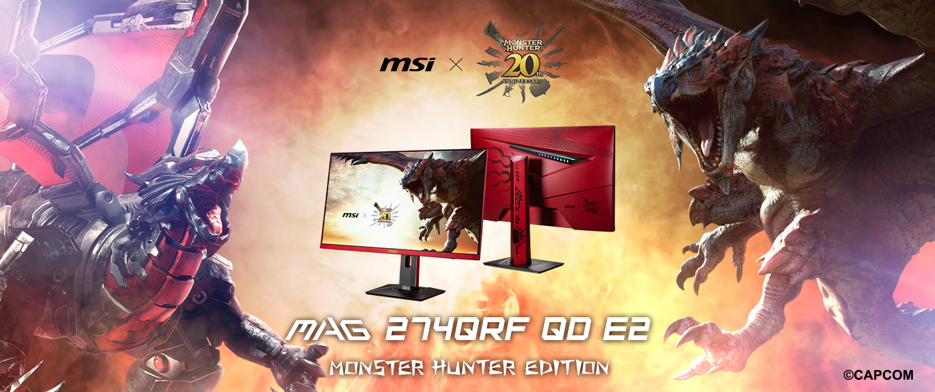 MSI宣布歡慶《Monster Hunter》遊戲20週年 聯名款MAG 274QRF QD E2電競顯示器限量開賣