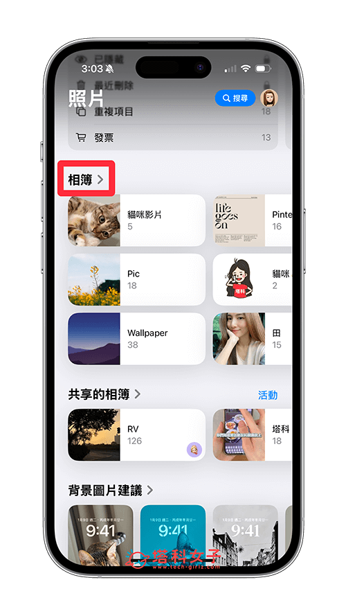 更改 iPhone 相簿排序：展開相簿