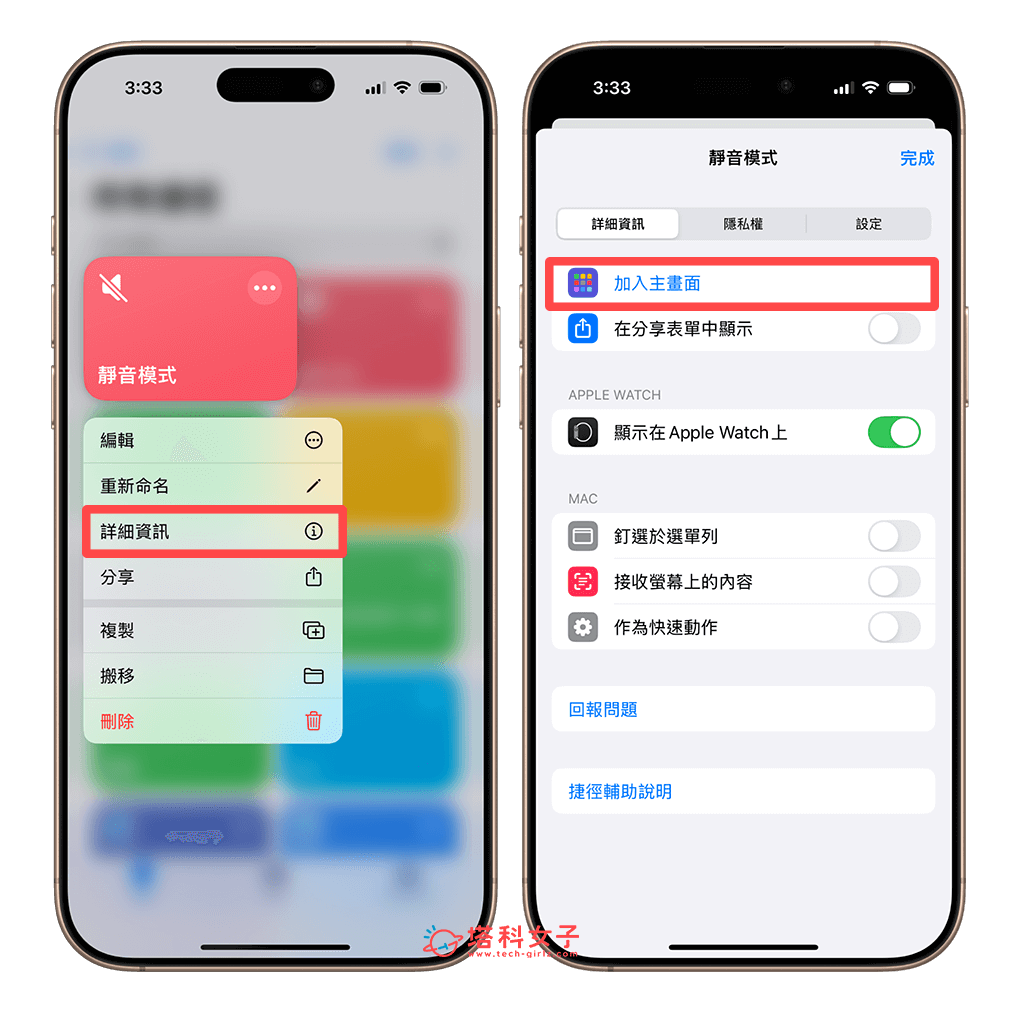 iPhone 靜音模式捷徑加入桌面