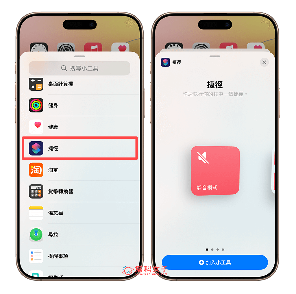 將 iPhone 靜音模式捷徑小工具加入桌面