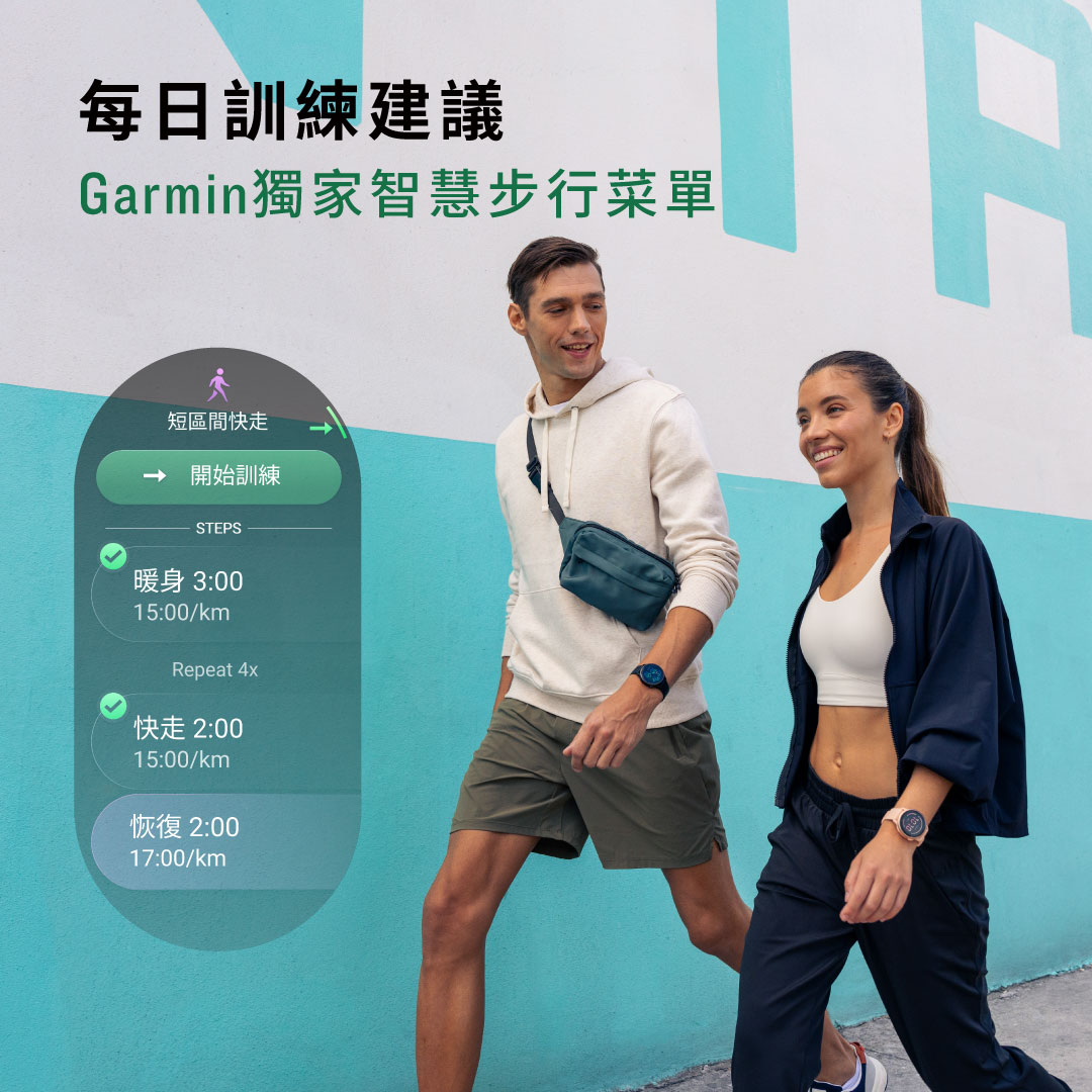 個人化每日獨家訓練建議」從步行到間歇競走，輕鬆掌握每日最佳節奏